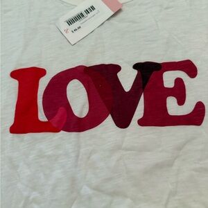 PJ SALVAGE LOVE White Graphic T- Shirt Red & Burgundy lettering size XL NWT